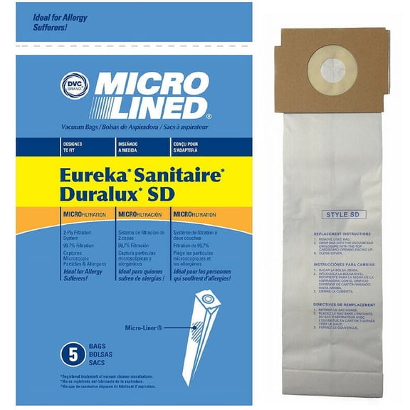Eureka Sanitaire Duralux SD Micro Allergen Vacuum Cleaner Bags by DVC Made in US [ 5 Bags ]