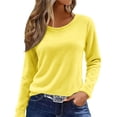 thumbnail image 2 of Only Moment Yellow Long Sleeve Shirts for Women Crew Neck Casual Tunic Tops Work Fashion Cute Sweaters Fall Outfits 2026 Dressy Blouse L, 2 of 5