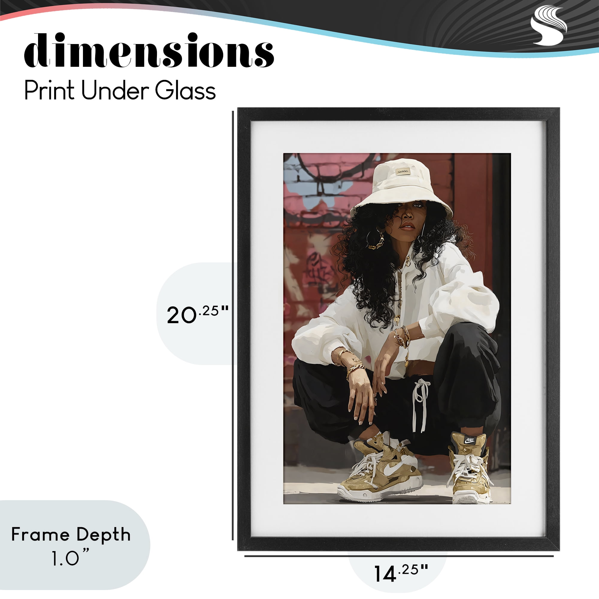 Stupell Industries Urban Streetwear Bucket Hat Black Framed Print Under Glass, design by Franklyn Gregory