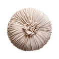 thumbnail image 2 of YLOMAY Round Throw Pillow with Rosette Center Circle Velvet Pleated Throw Pillow Pleated Decorative Cushion Plush for Sofa Bed Window Seat and Boho Home Decor Beige, 2 of 6