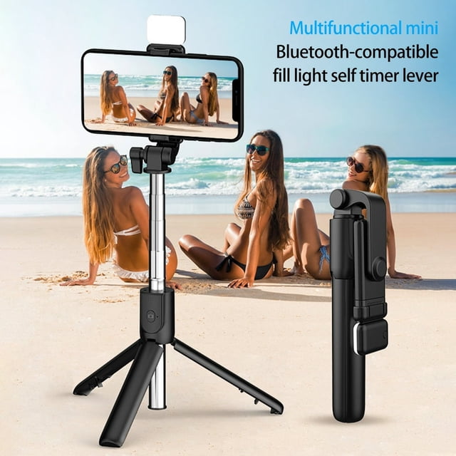 MesaSe Selfie Stick Multifunctional Extendable Adjustable 360 Degree Rotation Taking Photos with Fill Light Bluetooth-compatible 4.0 Cell Phone Selfie Tripod for Video Shooting