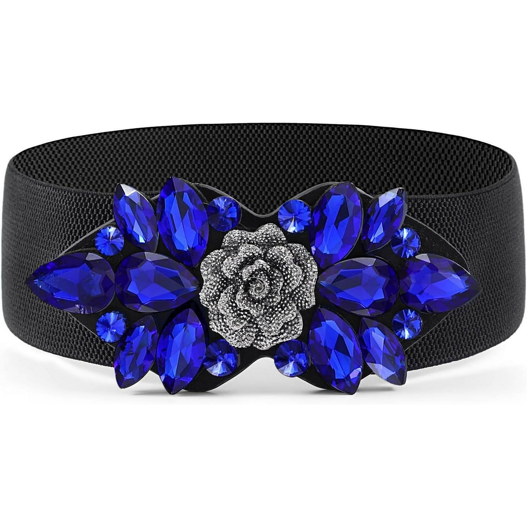 ORUYROP Rhinestone Stretch Belt Wide Dressy Belt Women Elastic