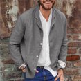 thumbnail image 2 of eileial Men's Slim Fitting Linen Jacket Cotton Lightweight Button Blazer Casual Sport Button-Down Coat Lightweight Work Shacket,Dark Gray XXL, 2 of 4