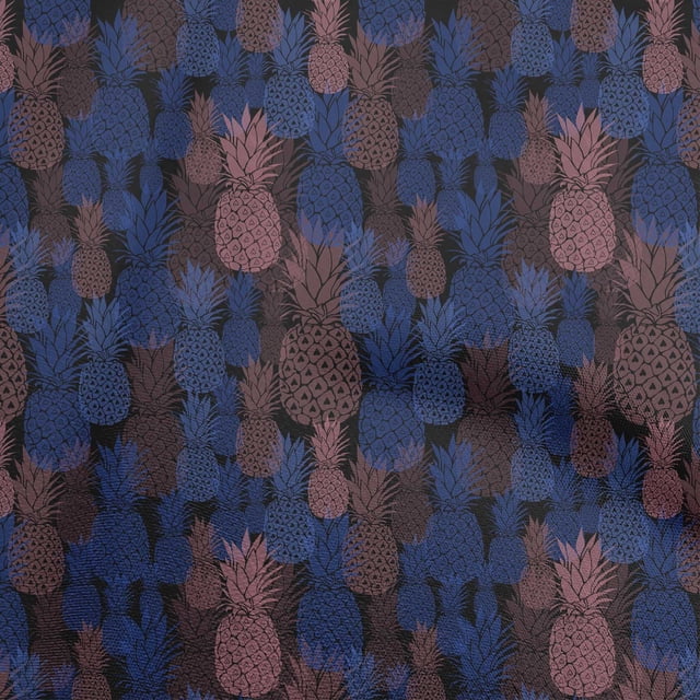 oneOone Rayon Dark Blue Fabric Pineapple Sewing Craft Projects Fabric Prints By Yard 56 Inch Wide
