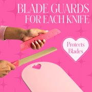 Paris Hilton 20-Piece Cutlery Set, High-Carbon Stainless Steel Blades, Faceted Glitter Handles, Blade Guards & Cutting Mats, Pink