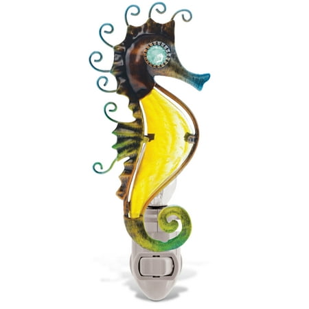 UPC: 0184499096093 | Puzzled Glass Art Night Light Plug in Decorative Socket Lamp Manual On & Off Portable Light for Stairway Bedroom Bathroom Nursery Home Accessory & Kitchen Decor – Seahorse