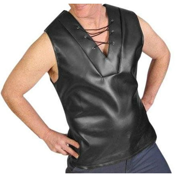 Tv Reporter Bruno Black Faux Leather Costume Vest