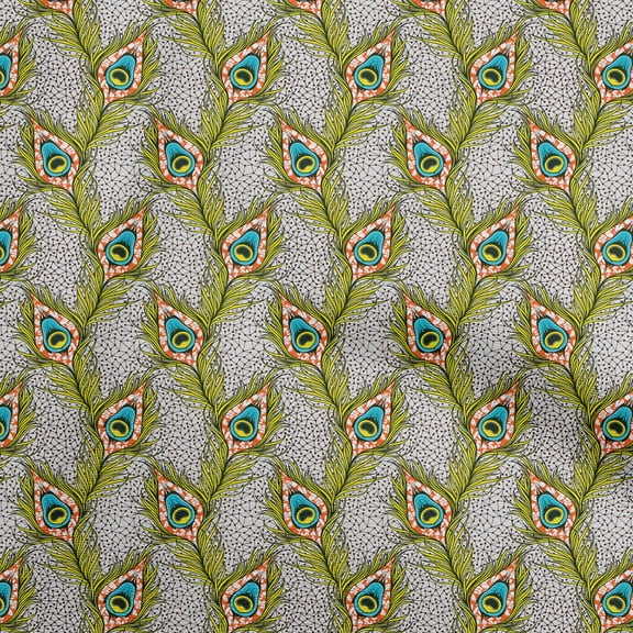 oneOone Polyester Spandex Yellow Fabric Feather Diy Clothing Quilting Fabric Print Fabric By Yard 56 Inch Wide