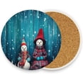 thumbnail image 2 of Christmas Snowmen Coasters Absorbent Moisture Non-Slip Drink Coaster Ceramic Stone with Cork Base Desktop Protection Prevent Furniture Damage 2PCS Home Decor, 2 of 6