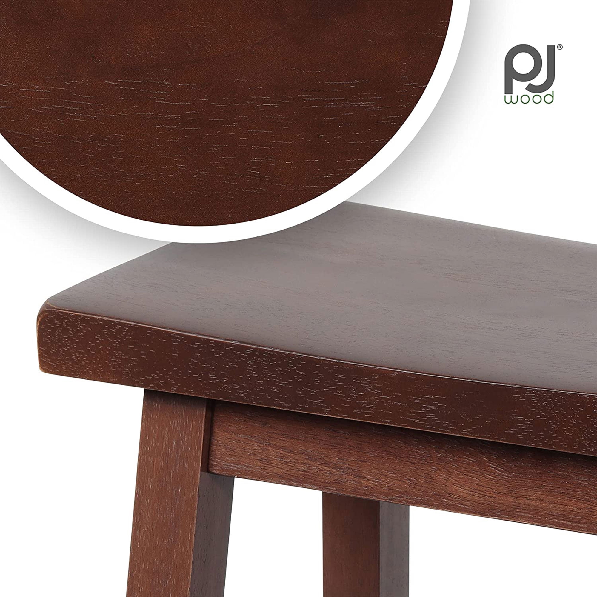 PJ Wood Classic Saddle-Seat 24" Kitchen Counter Stools, Walnut (Set of 4)