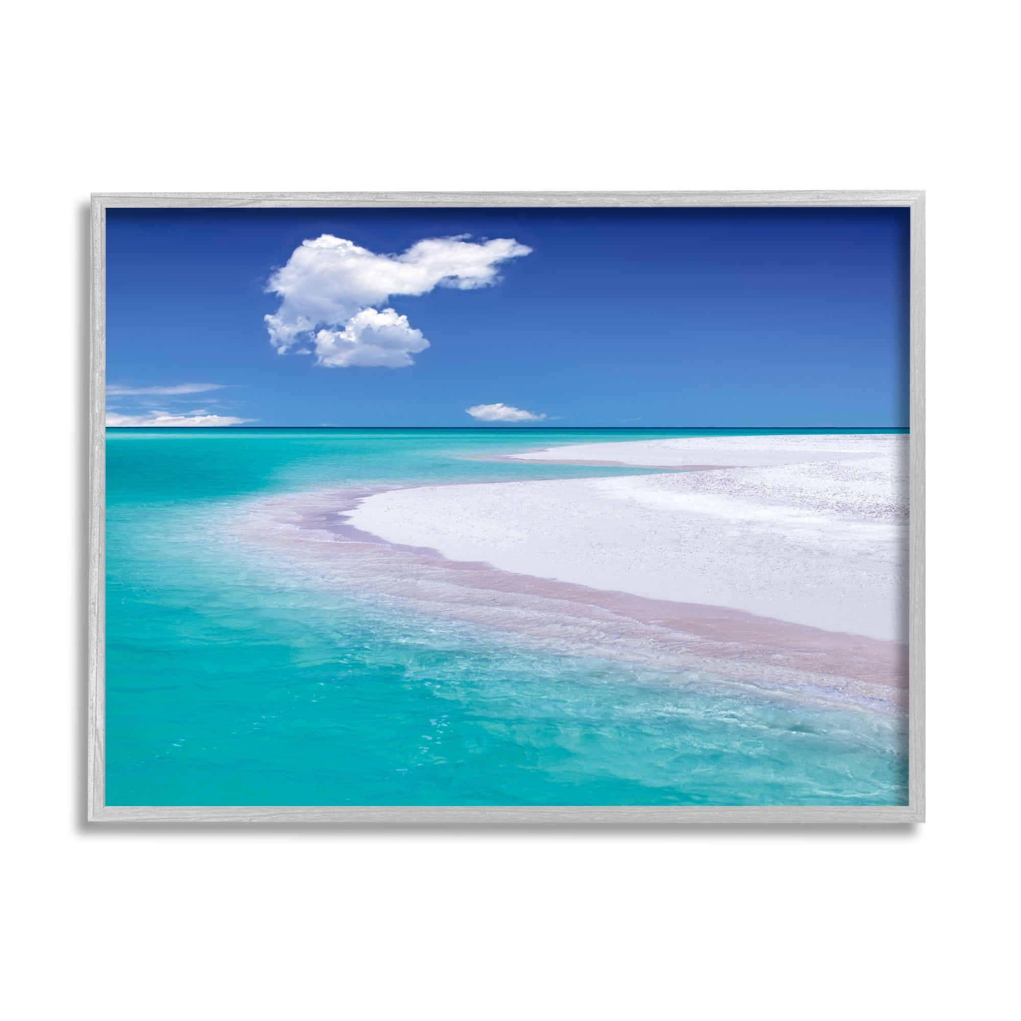 Stupell Industries Tropical Beach Shoreline Coastal Photography Gray Framed Art Print Wall Art