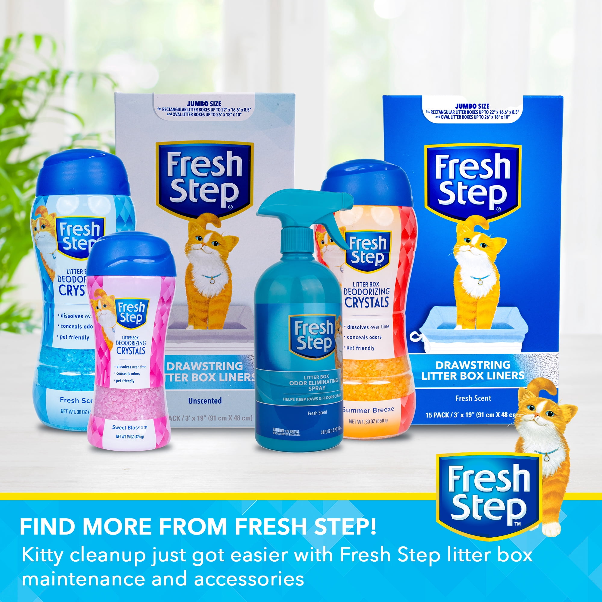 Fresh Step Cat Litter Deodorizing Scent Boosting Crystals in Sweet Blossom Scent, 32oz