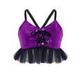 thumbnail image 3 of Haitryli Disco Theme Party Wear for Girls Sequins Jazz Dance Outfits  Shiny Mesh Ruffle Tank Top with Flare Pants Dancewear Purple 8, 3 of 7