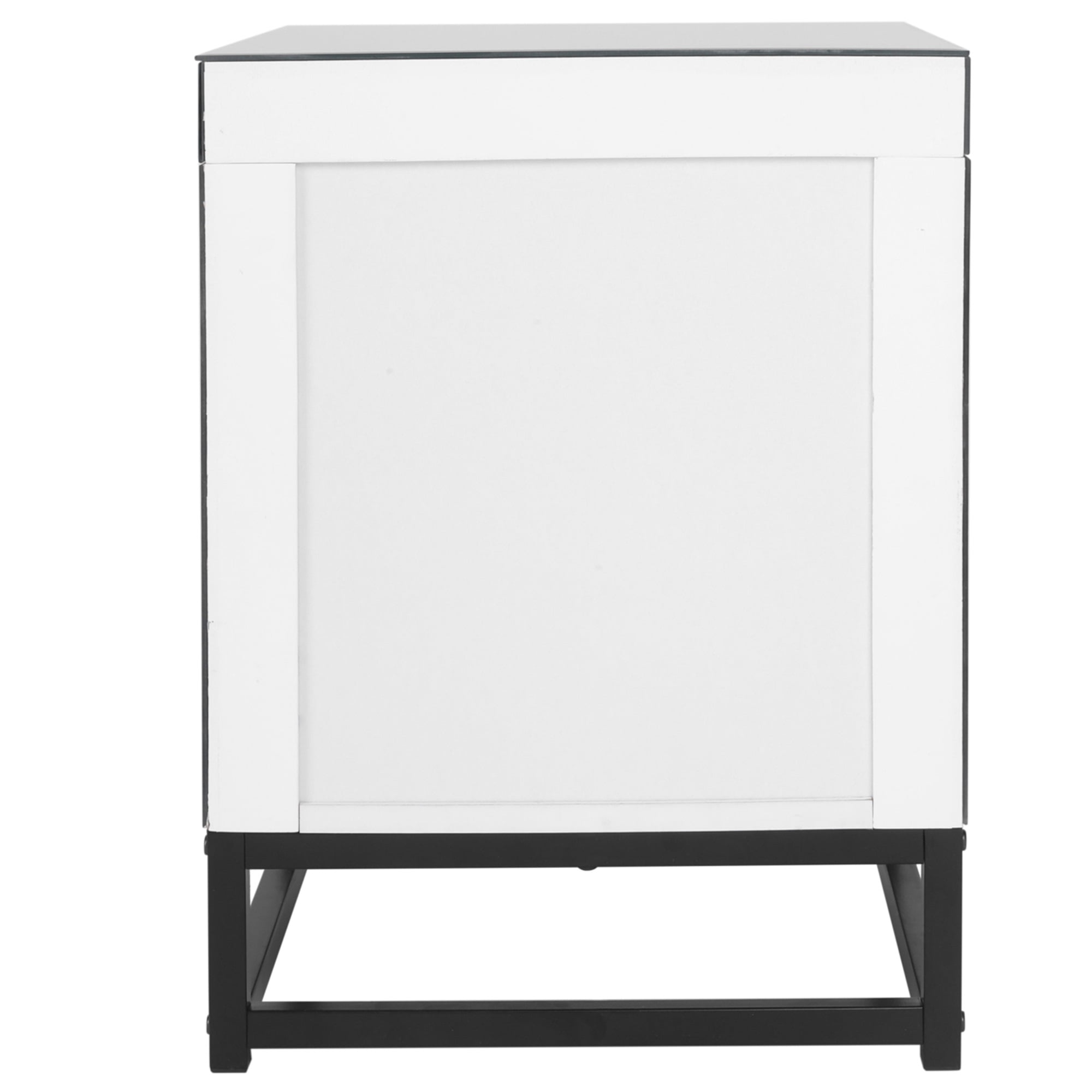 Resenkos Modern Mirrored Nightstand with 2 Drawers for Bedroom, White Storage Bedside Table with Golden Leg