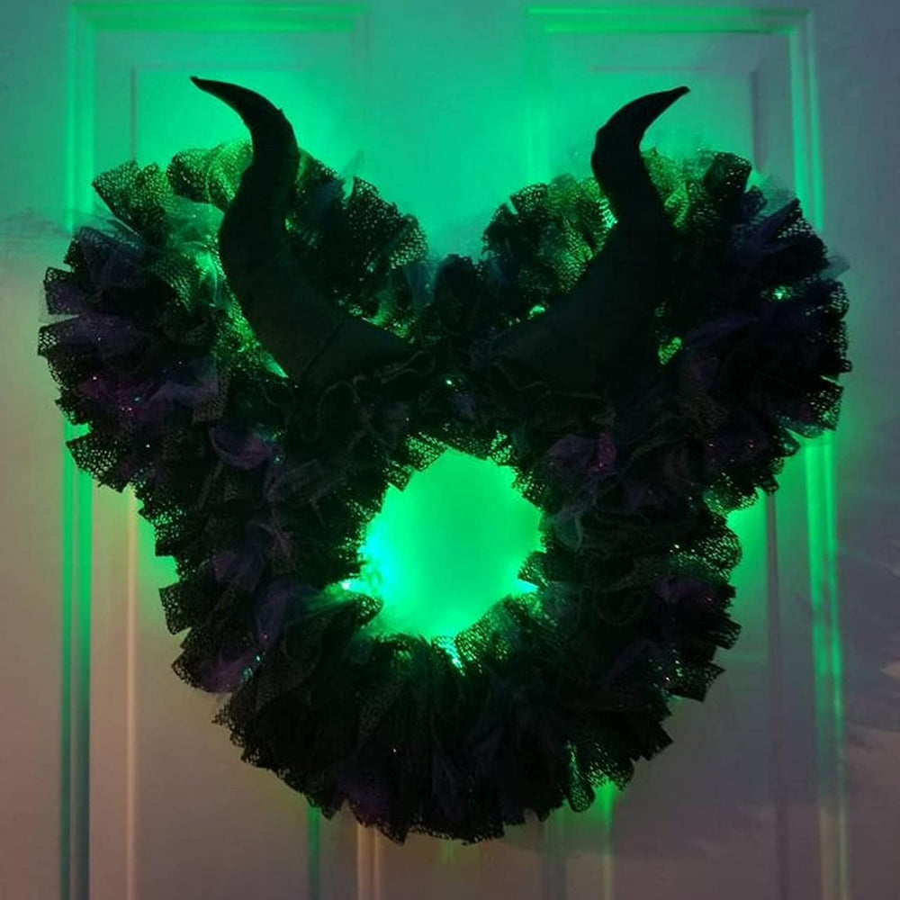 Halloween Mickey Wreath for Front Door Horror Pumpkin Wreath with Clown Decor Main Street USA Inspired Maples Leaves Welcome Wreath Autumns Outdoor Holiday Party Hanging Ornaments Door Decoration