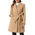 thumbnail image 1 of Abrigo Vintage con Cinturón para Mujeres INSPIRE CHIC, Abrigos de Invierno con Cuello Alto, S Khaki, 1 of 1