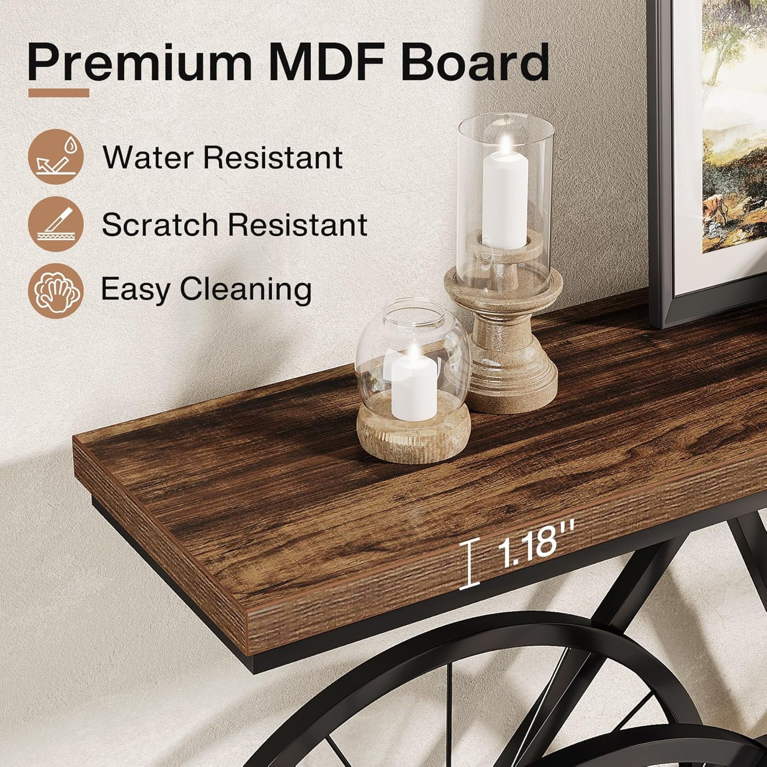 Tribesigns 70.9-Inch Extra Long Console Table, Narrow Sofa Table with Bicycle Metal Base, Modern Industrial Entryway Table Behind Couch Table for Living Room, Hallway, Entrance, Foyer