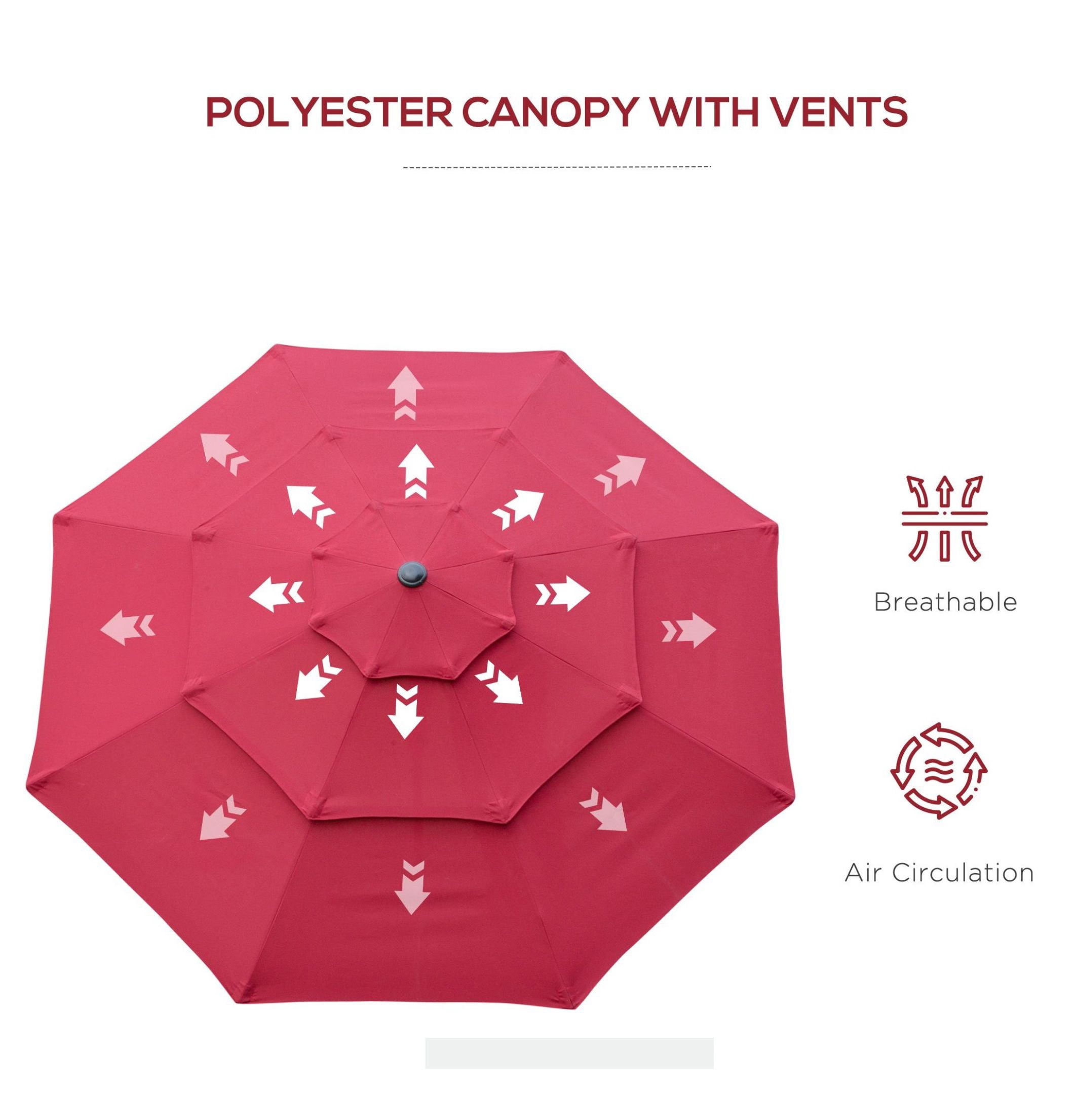 9' Patio Umbrella, Wine Red - Outdoor Market Umbrella with Crank & Tilt