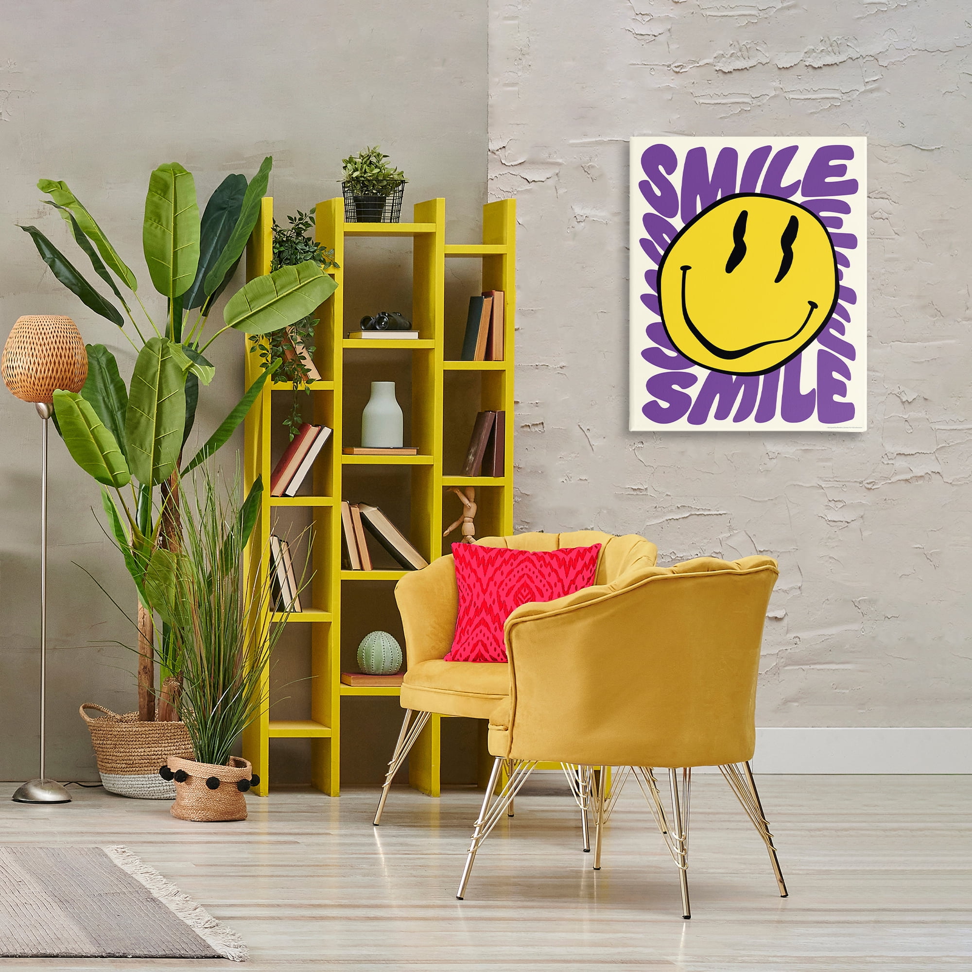 Stupell Industries Groovy Smile Typography Abstract Painting Wrapped Canvas Art Print Wall Art, 24 x 30