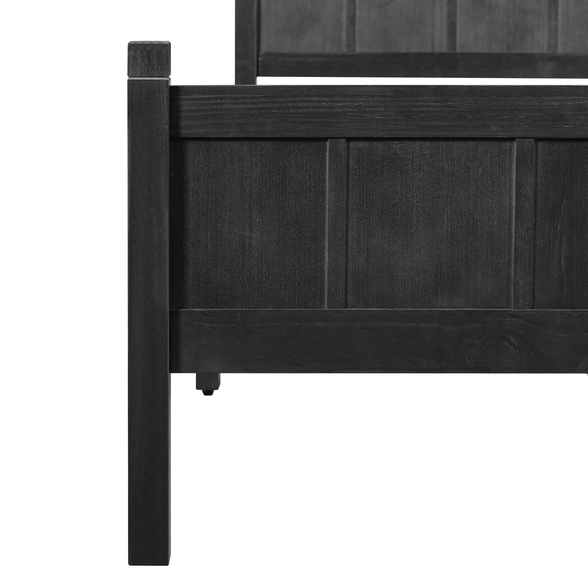Sailvan Full Platform Bed with Headboard & Footboard - Shaker Farmhouse Style Bed Frame with Wood Grain Finish & Under-Bed Storage Black