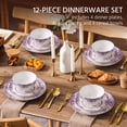 thumbnail image 2 of Vesteel 12 Pieces Bowls and Plates Set, Floral Ceramic Dinnerware Set for 4, Porcelain Tableware Dishes Set for Kitchen, Dining, Microwave & Dishwasher Safe, Vintage Purple, 2 of 10