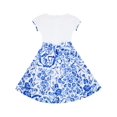 thumbnail image 2 of Robe Fille Bleu Blanc Porcelaine Imprimée Florale Concours Vacances 6 Ans, 2 of 4