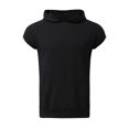 thumbnail image 4 of WTXUE Sweatshirts & Hoodies Short Sleeve, Hooded Shirts for Men Men Spring Summer Vest Shirt Sports Top Raglan Sleeve Hoodie LooseCotton Solid | Athleisure for Men Black XXL, 4 of 8