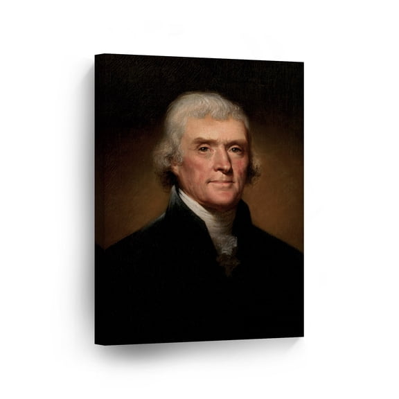 Smile Art Design 3rd President of The United States of America Thomas Jefferson Portrait Oil Painting Canvas Wall Art Print American History Political Icon Office Library Living Room Home Decor 12x8