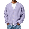 thumbnail image 2 of GSPCLAM Mens Cardigan Sweaters Button Down Waffle Relaxed Sweater Big & Tall Winter Solid Color Long Sleeve Casual Sweater Purple 3XL, 2 of 5