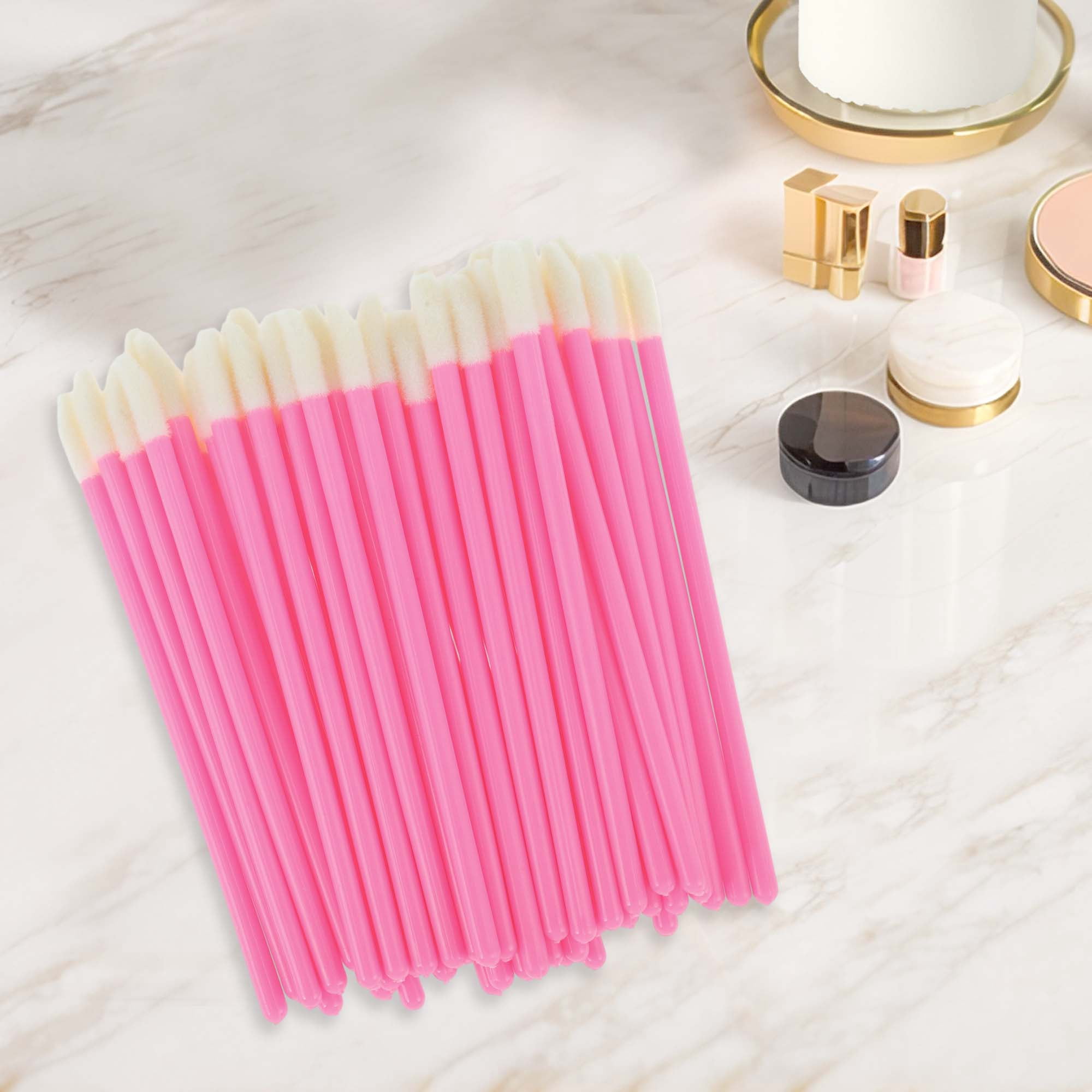 Unique Bargains 50 Pcs Disposable Solid Rod Lip Brush for Daily Makeup Application Red