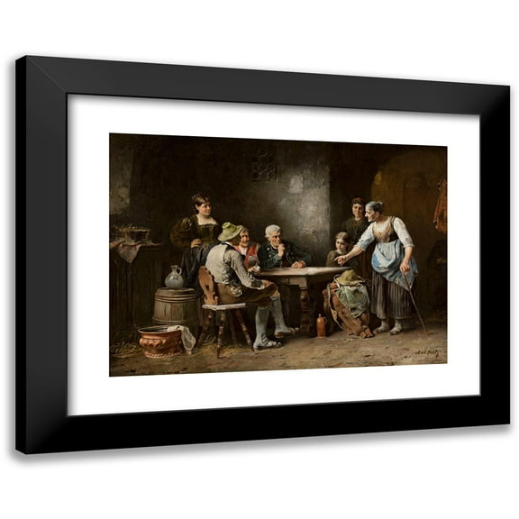 Anton Seitz 14x11 Black Modern Framed Museum Art Print Titled - Scene in a Tavern (1850s)