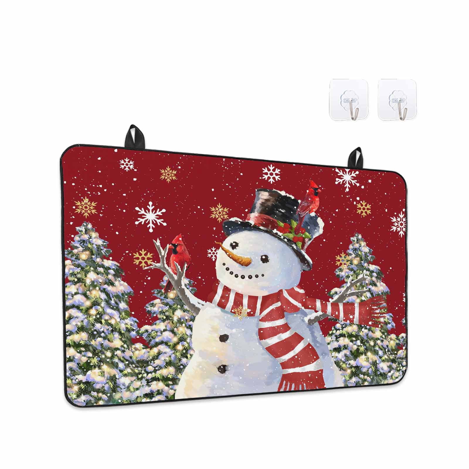 Red Snowman Stove Top Cover for Electric Stove, Heat-proof & Non Slip Glass Top Stove Cover Protector, Christmas Tree Snowflake Winter Holiday Kitchen Flat Cooktop Rubber Mat 24x21 Inches