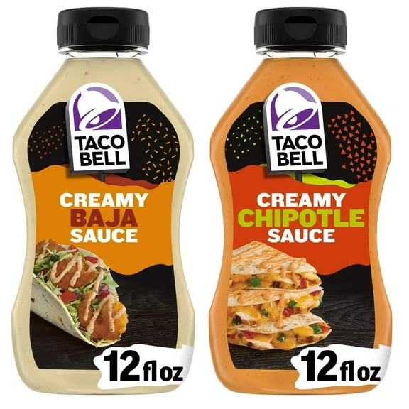 12 Oz Taco Bell Creamy Chipotle Sauce & 12 Oz Taco Bell Creamy Baja Sauce