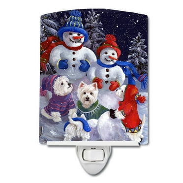 Caroline's Treasures PPP3135CNL Westie Snowpeople Ceramic Night Light, 6x4x3", multicolor