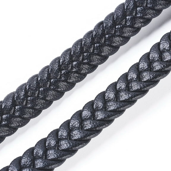 3.28 Feet Micro Fiber Imitation Leather Cord Flat Leather Cord for Bracelet & Necklace Making Black 8x3mm