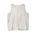 thumbnail image 4 of USNSM Men's Plus Size Scoop Neck Tank Tops Oversized Summer Casual Sleeveless Shirts Solid Color Loose Fit Tee White XL, 4 of 6