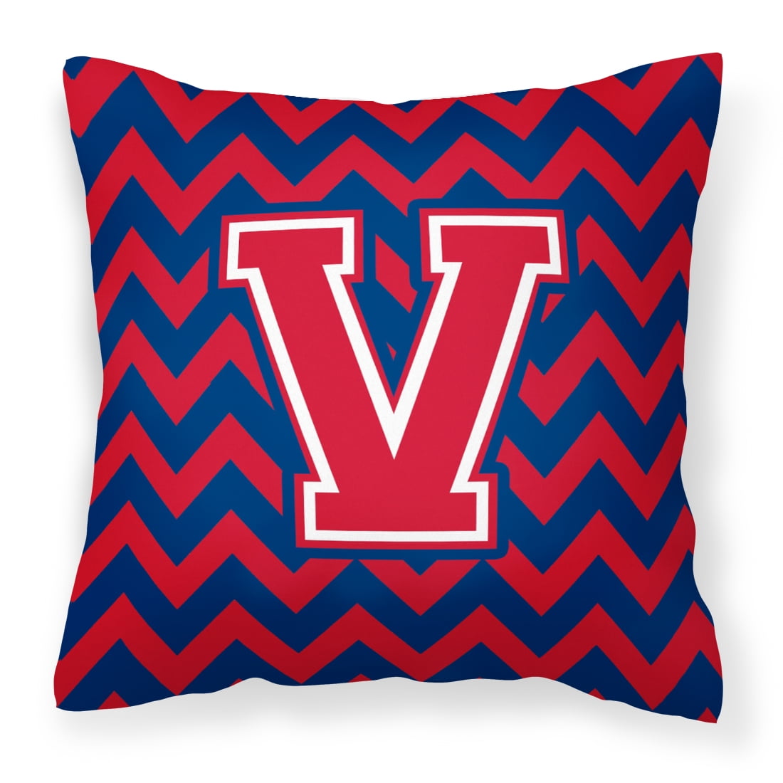 Letter V Chevron Yale Blue and Crimson Fabric Decorative Pillow ...