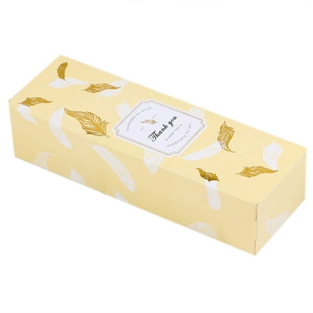 

50 Pcs Rectangular Egg Yolk Crisp Packaging Box Baking Cake Chocolate Packaging Box Party Supplies(Golden Feather)