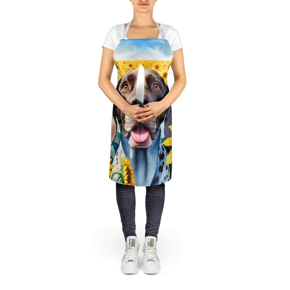 German Shorthaired Pointer in Sunflowers Apron 27 in x 30 in