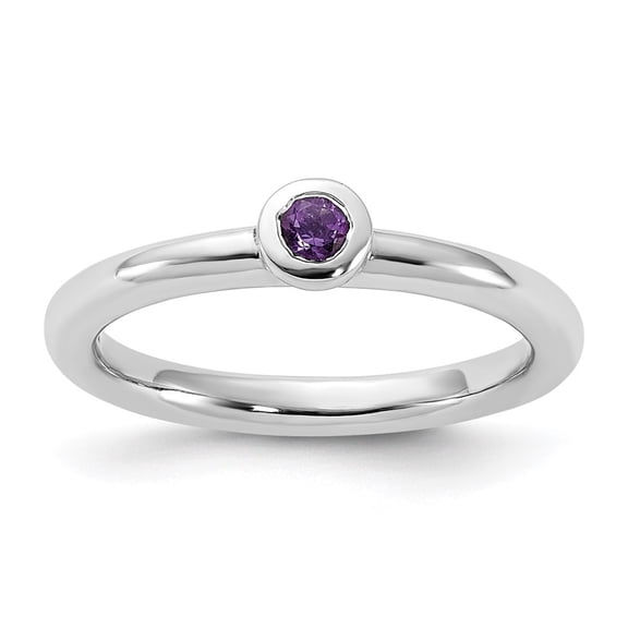 Auriga Fine Jewelry 925 Sterling Silver Rhodium-plated Amethyst Ring for Women Size 10