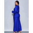 thumbnail image 2 of Royal Blue Sparkly Mermaid Hem Bodycon Maxi Dress For Evening Party Dating, 2 of 7