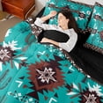 thumbnail image 4 of Manfei Western Hippie Aztec Bedding Comforter Set 7pcs for Adult, Rustic Bohemian Queen Bedding Sets, Turquoise Square Triangle Reversible Queen Sheet Sets, Ultra Soft Bedroom Decor, 4 of 7