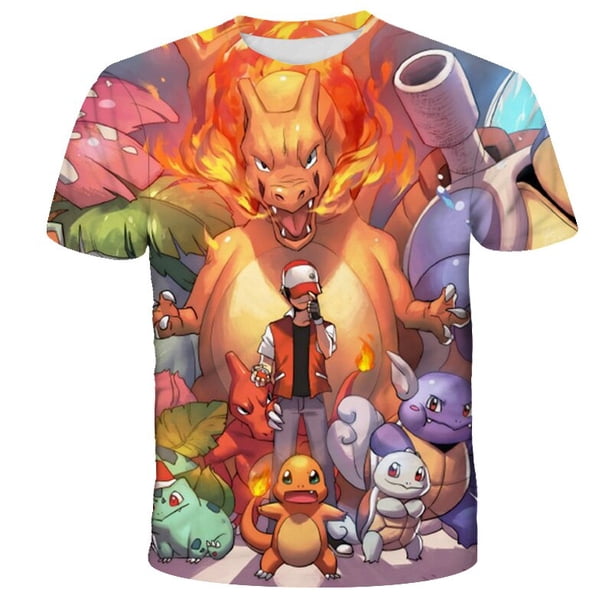 Camiseta de Pikachu con estampado 3D de Pokémon para niño y niña, camisa informal de moda, ropa de dibujos animados de 3 a 14 años qym unisex
