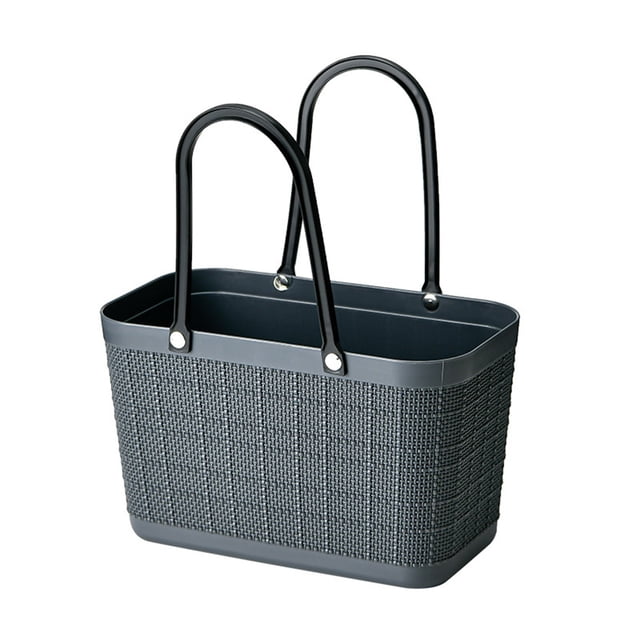 Portable Picnic Tote Shopper Bag, Large Plastic Utility Basket,Washable Beach Travel Handbag,Storage Bags