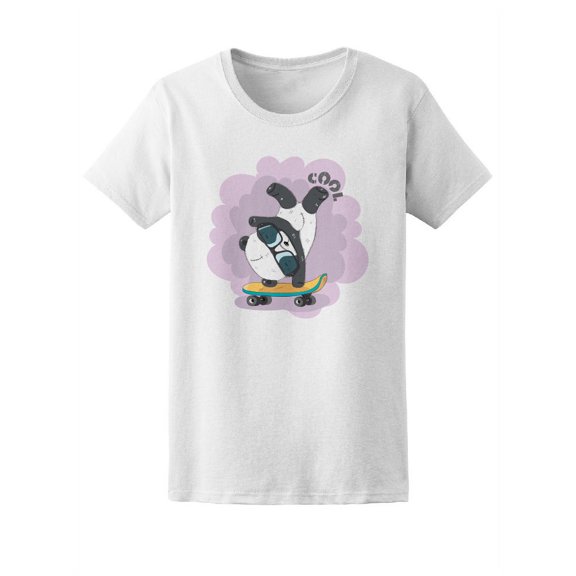 Cute & Lovely Panda Skating T-Shirt Women -Image by Shutterstock, Female XX-Large