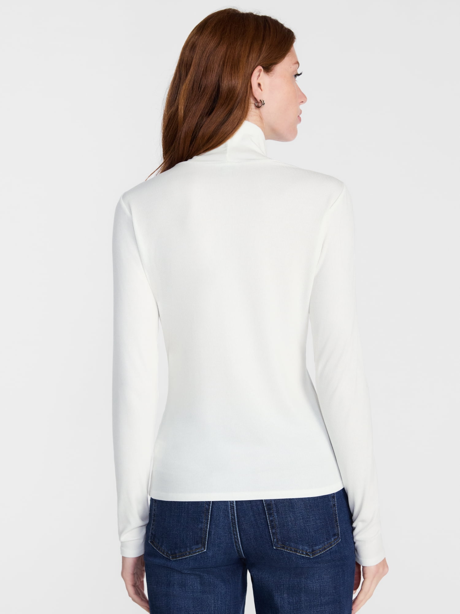 Scenario Women's Turtleneck Top with Long Sleeves, Sizes XS-XXXL