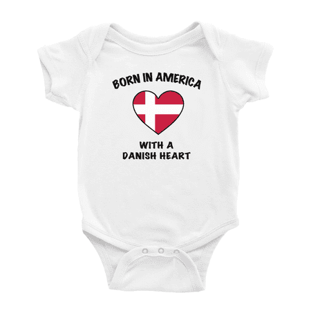 

Born In America With A Danish Heart Baby Clothing Bodysuits Infant For Boy Girl