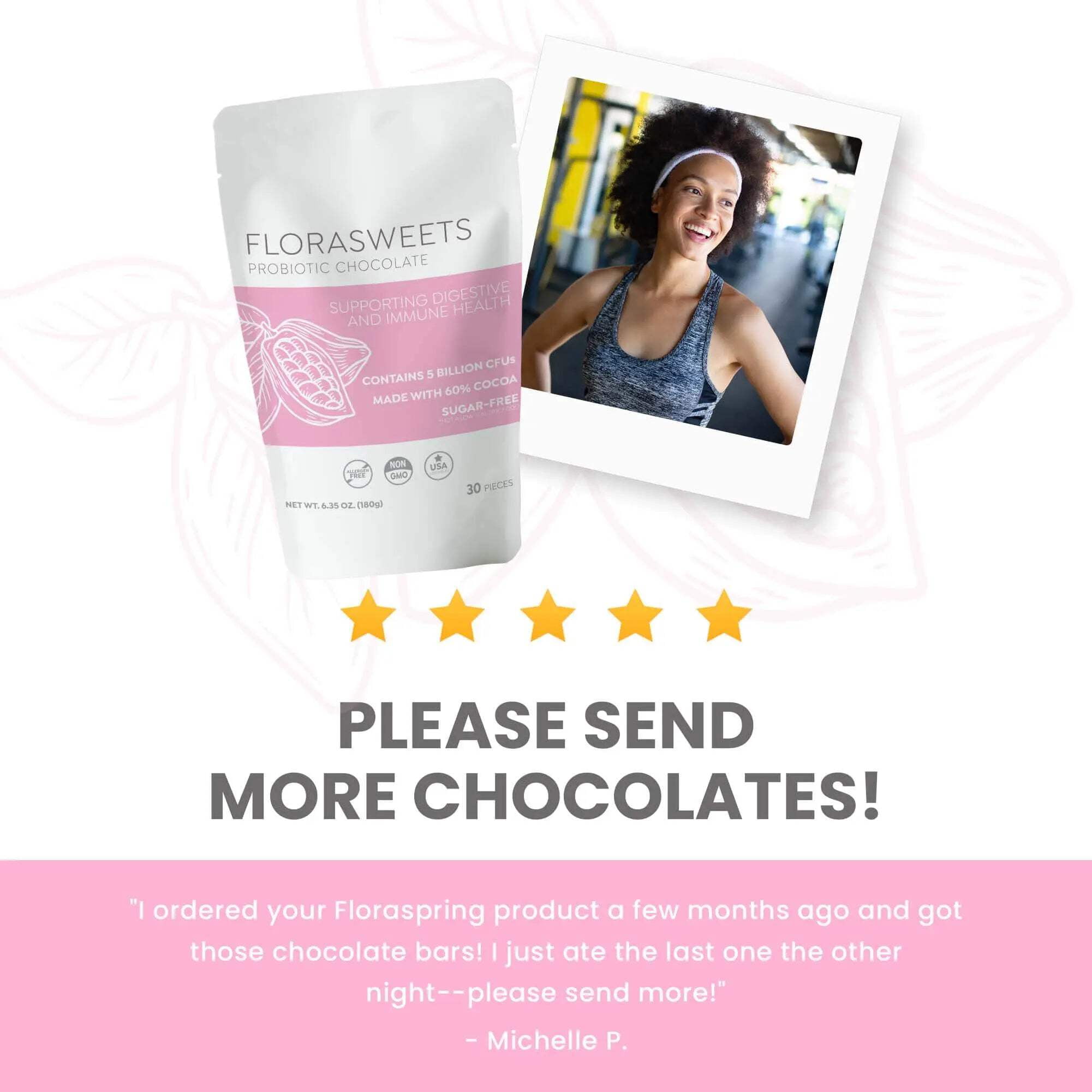 Florasweets Probiotic Chocolate 5 Billion CFU - Revival Point - 3 Bags - Gut Health