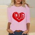 thumbnail image 3 of Tbopshirt Valentine's Day T-Shirts for Women 3/4 Sleeve,Casual Crewneck Loose Love Heart Graphic Tees Summer Plus Size Tops,S-XXXXXL, 3 of 4