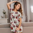 thumbnail image 3 of Picia Rose Flowers Pattern Women’s Nightdress – Casual Short-sleeved Loose-Fit Sleepwear, Soft Cotton Short-Sleeve Sleep Shirt for Relaxation & Comfort, 3 of 6